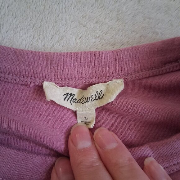 Madewell Women's Size Large Shaded Pink Raglan-Sleeve Baby Tee Shirt - Picture 4 of 9